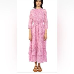 Banjanan Sachet Bazaar Maxi Dress Button Gauze Flowy Tiered Cottage Beach Small